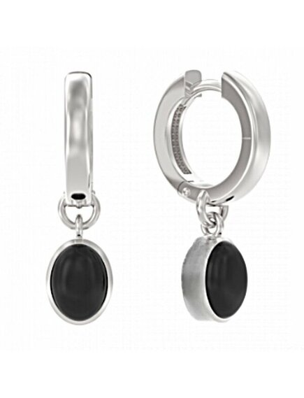 Серебряные серьги с агатом черным