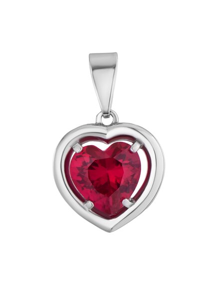 Подвеска серебряная с корунд рубином "Сердце"