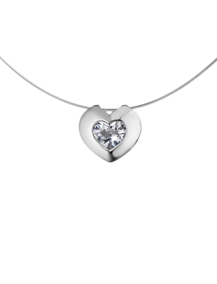Колье серебряное на леске "Сердце"
