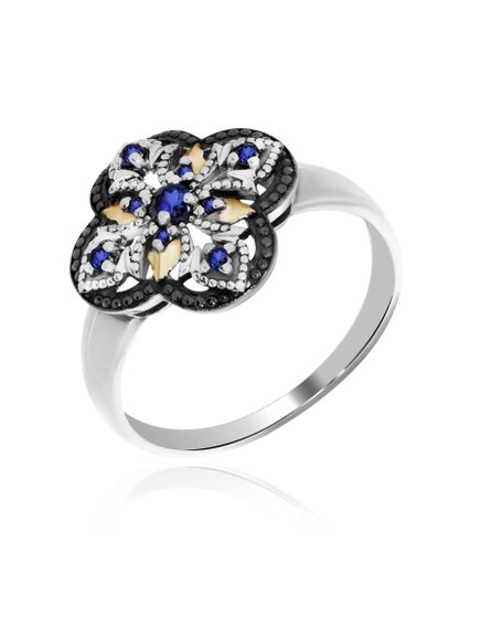 Кольцо из серебра с сапфирами