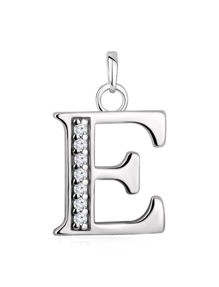 Подвеска из серебра с фианитами "буква Е"
