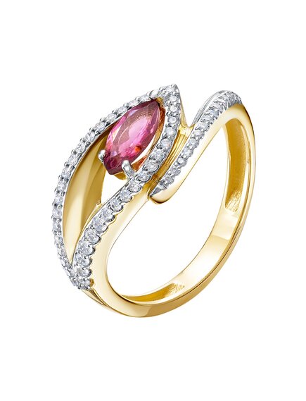 Кольцо из жёлтого золота с бриллиантами и турмалином