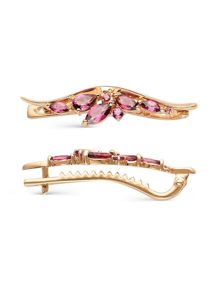 Заколка из красного золота с родолитами