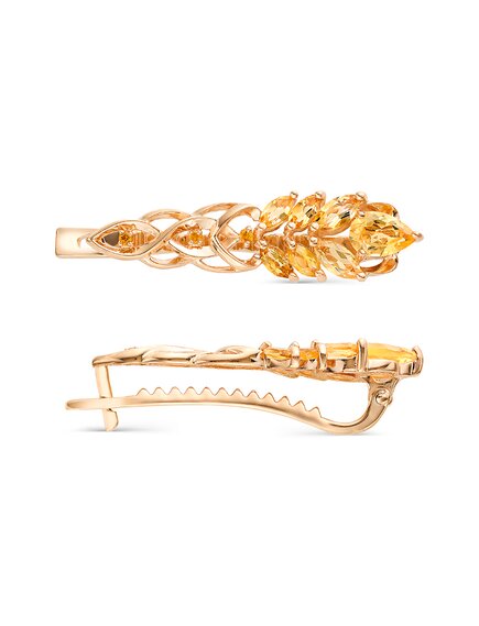 Заколка из красного золота с цитринами