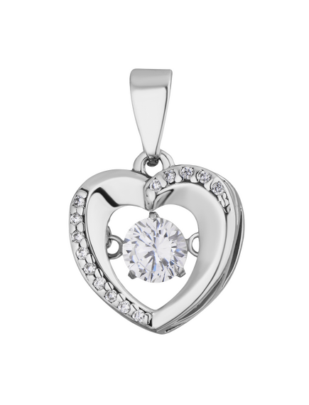 Подвеска серебряная "Сердце" с танцующими, качающимися фианитами