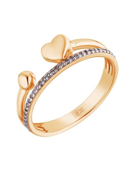 Кольцо золотое с бриллиантами "Сердце"