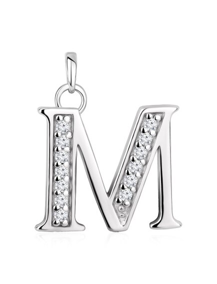 Подвеска из серебра с фианитами "буква М"