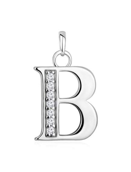 Подвеска из серебра с фианитами "буква В"