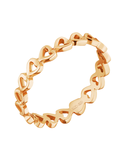 Кольцо серебряное в позолоте "Сердца"