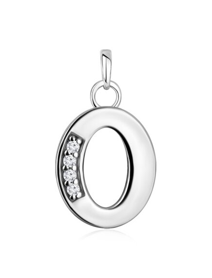 Подвеска из серебра с фианитами "буква О"