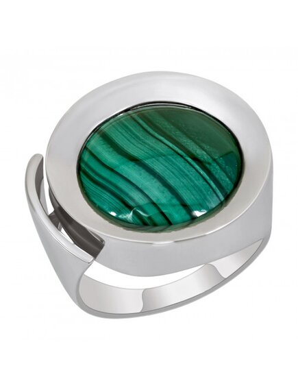 Кольцо с агатом и вставкой из малахита