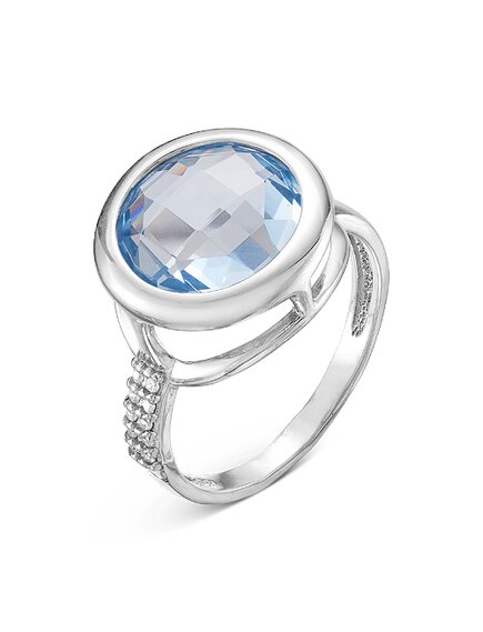 Кольцо с топазом и фианитами