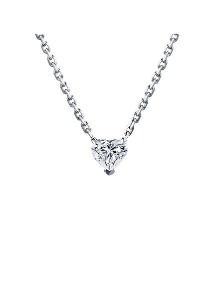 Колье из платины с бриллиантом огранки "сердце"