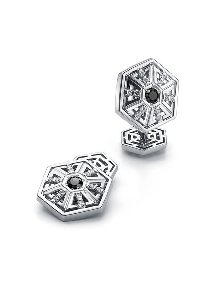 Запонки из платины с черными и белыми бриллиантами