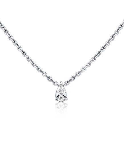 Колье из платины с бриллиантом в форме груши