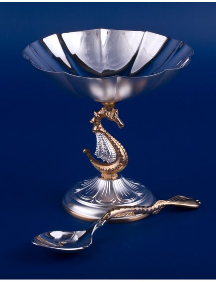 Икорница из серебра №3 с ложкой