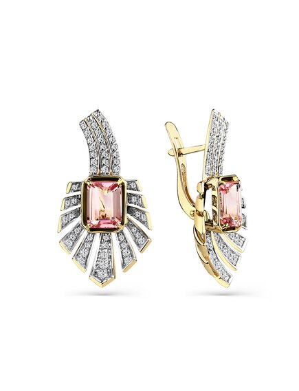 Серьги со вставками турмалин, бриллиант