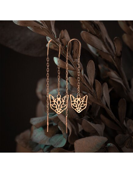 Серьги-протяжки из позолоченного серебра "Кошки"