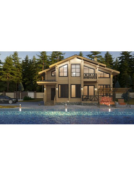 Двухэтажный дом из клеёного бруса сибирского кедра