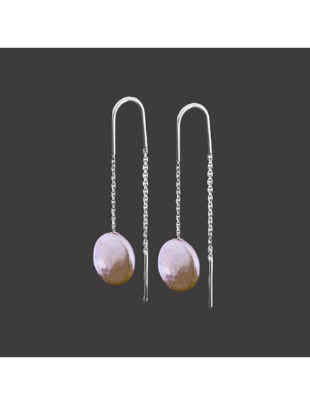 Серьги-протяжки из серебра с жемчугом кеши