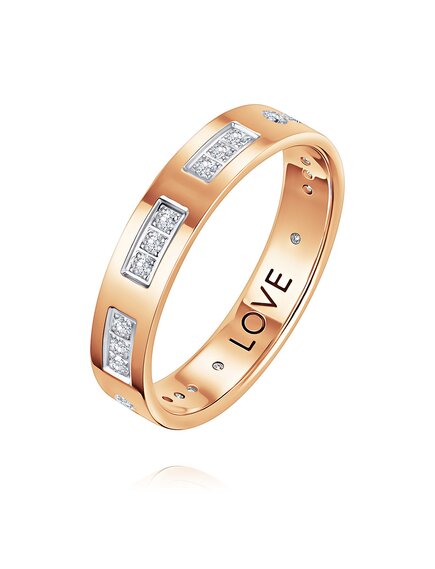 Обручальное кольцо из красного золота с бриллиантами