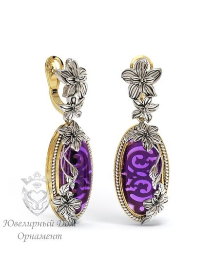 Золотые серьги с аметистами