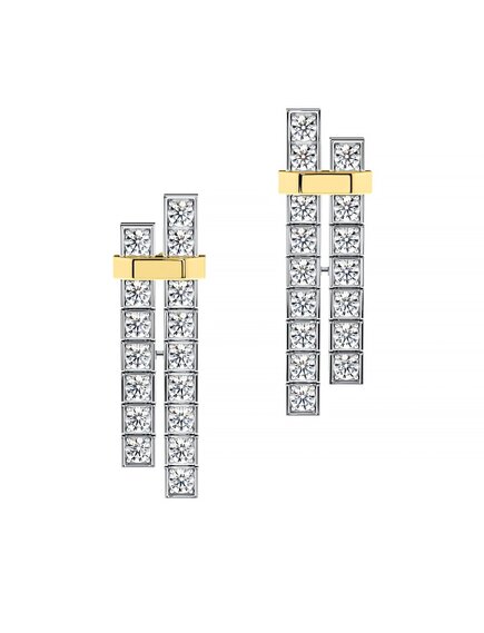 Серьги-пусеты с подвижными звеньями с бриллиантами круглой огранки