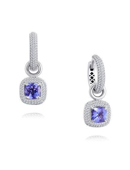 Серьги из белого золота с танзанитами и бриллиантами