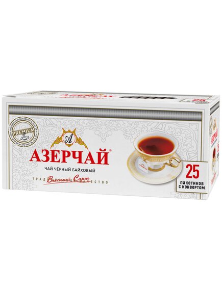 Чай Азерчай Премиум чёрный байховый, 25 пакетиков по 2 г