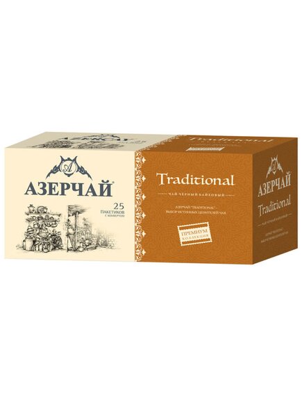 Чай Азерчай чёрный байховый традиционал PREMIUM COLLECTION, 25 пакетиков по 1,8 г