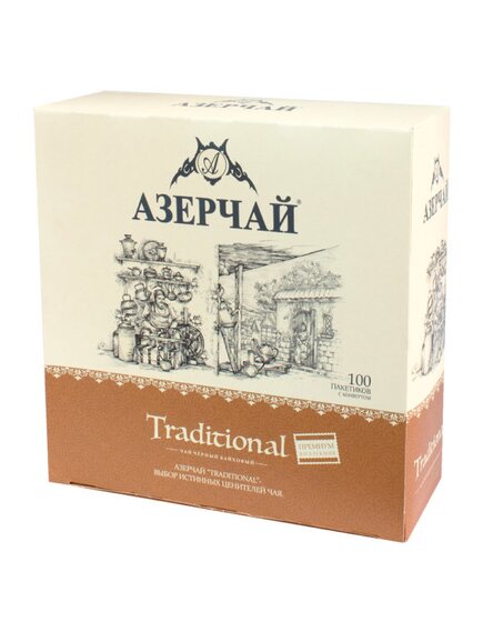 Чай Азерчай чёрный байховый традиционал PREMIUM COLLECTION, 100 пакетиков по 1,8 г