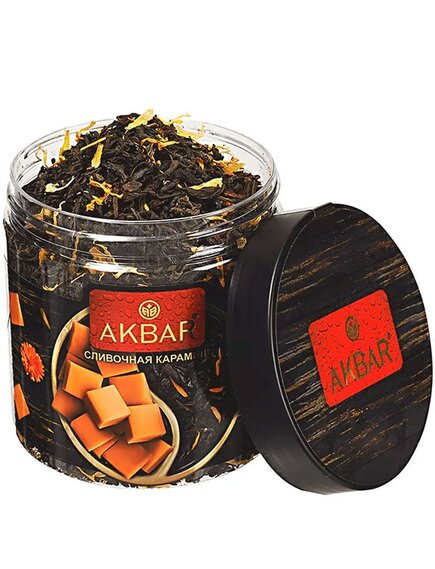 Чай Акбар черный крупнолистовой Сливочная карамель 100 грамм * 6
