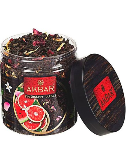Чай Акбар черный крупнолистовой грейпфрут и арбуз 100 грамм * 6