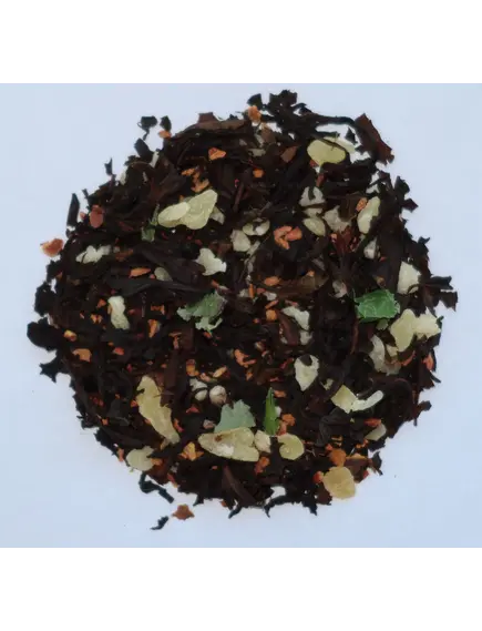 Черный чай с грушей и малиной