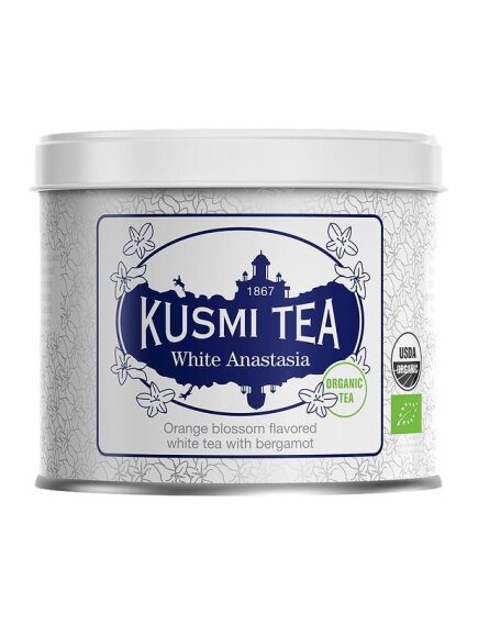 Чай KUSMI TEA WHITE ANASTASIA (Белый чай с бергамотом), банка (90 гр)