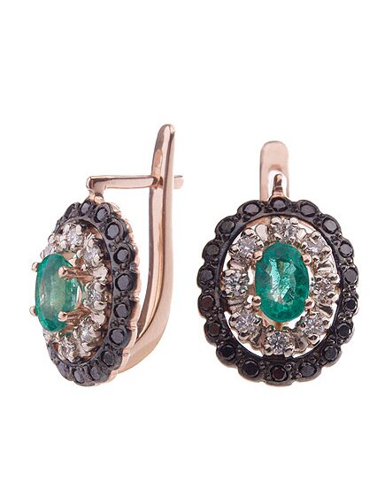 Серьги из золота с изумрудами и бриллиантами