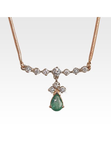 Колье из золота с изумрудом и бриллиантами