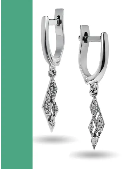 Серьги серебро короткие с камнями