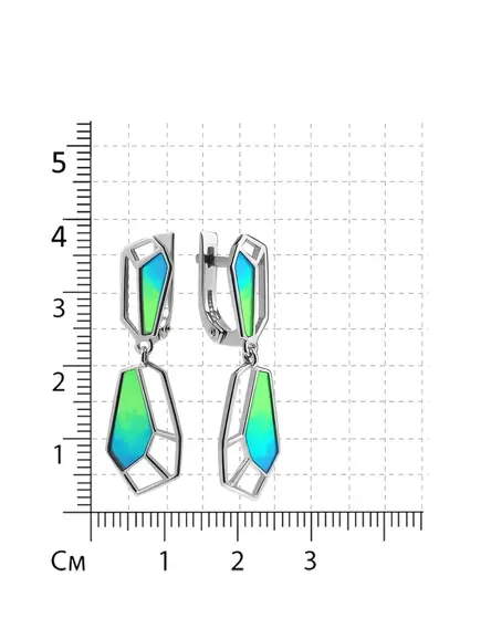 Серьги серебро эмаль зеленая