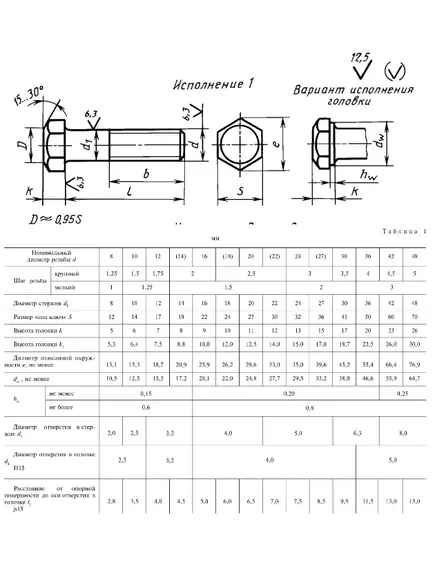 ГОСТ 7796-70. Болты с шестигранной уменьшенной головкой