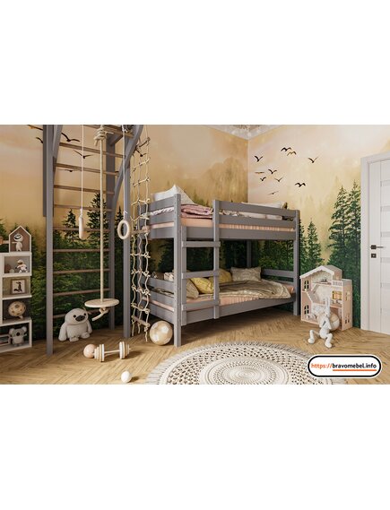 Детская 2-х ярусная кровать "ДЖУНИОР", цвет Антрацит