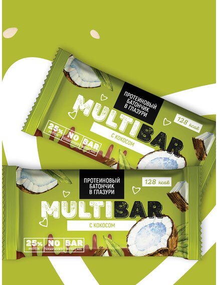 Батончик протеиновый MULTIBAR C кокосом 40 гр
