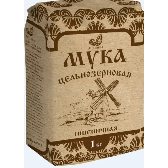 Мука ЦЕЛЬНОЗЕРНОВАЯ Пшеничная хлебопекарная 1 кг