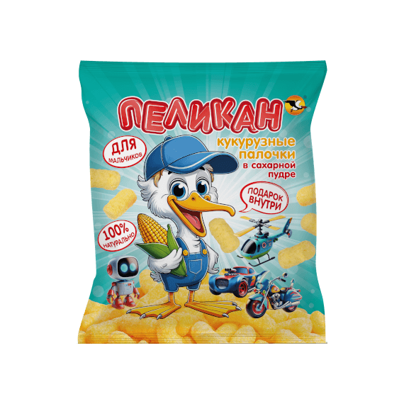 Кукурузные палочки в сахарной пудре с подарком для мальчиков