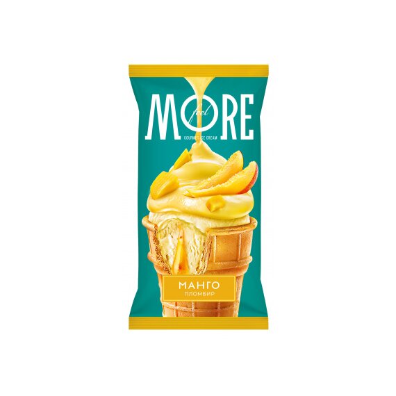 «FEEL MORE» пломбир 12% со вкусом и наполнителем Манго в вафельном стаканчике 80г