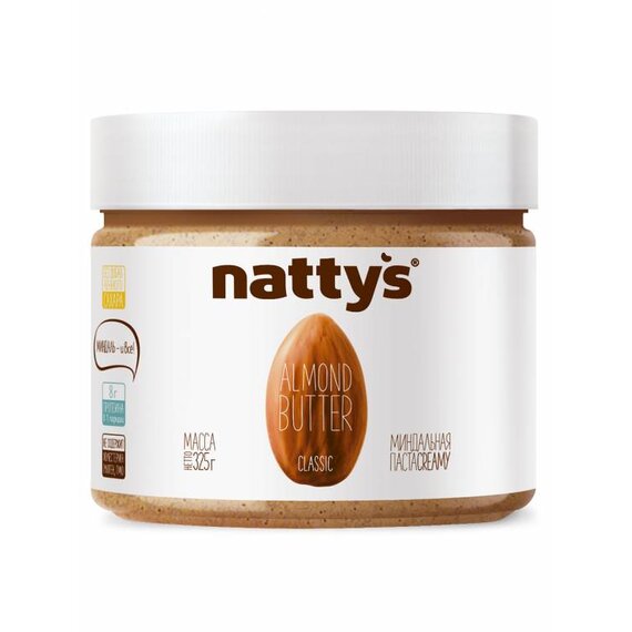 Паста миндальная NATTYS® CLASSIC, 325 г, БЕЗ МЕДА