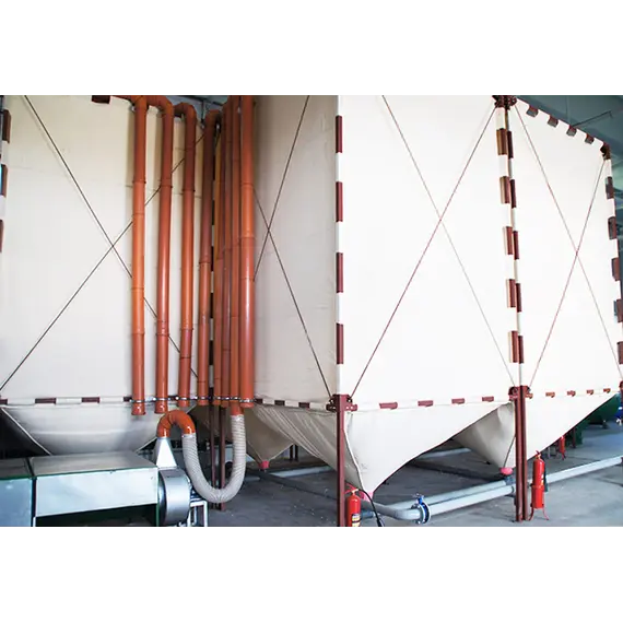 Комплекс бункеров и система пневмотранспорта шариков пенопласта