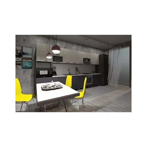 Кухня МДФ Рельеф титан/ Пастель, Имбирь/ Шардоне