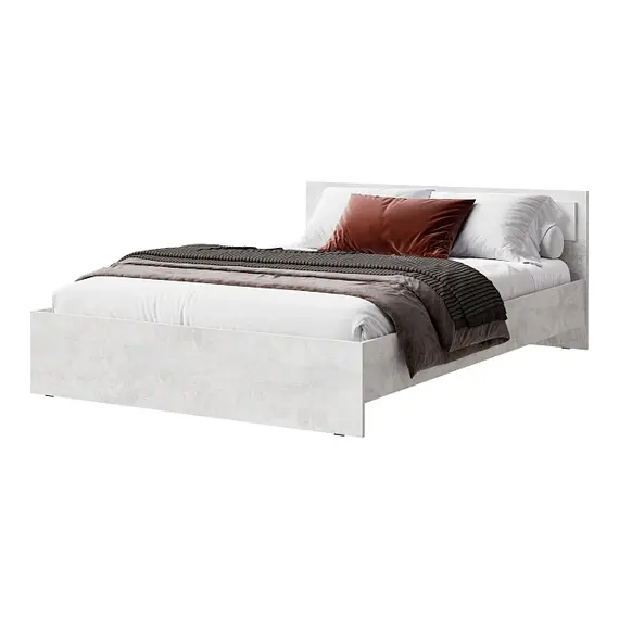 Лето кровать 160х200 с ящиками (ЛДСП Цемент светлый, белый)