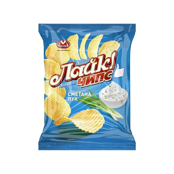 Лайк Чипс со вкусом сметаны с луком (овал)